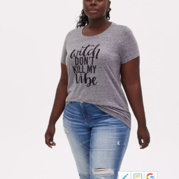 torrid Tops - Torrid Gray Graphic Tee Witch Don't Kill My Vibe NWT